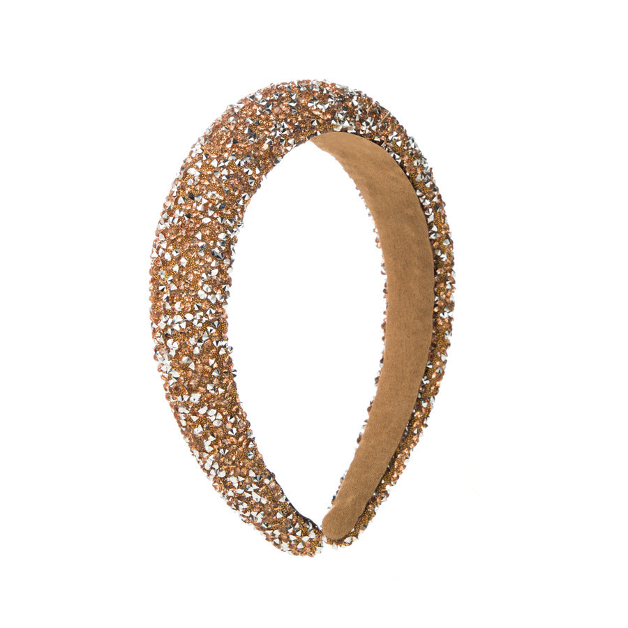 Wholesale New fashion hair pressure non-slip pure handmade sponge wide edge inlaid small rhinestone increased cranial top hair accessories women's headband